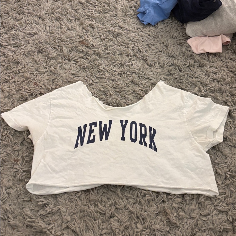 Brandy Melville White New York Crop Top
